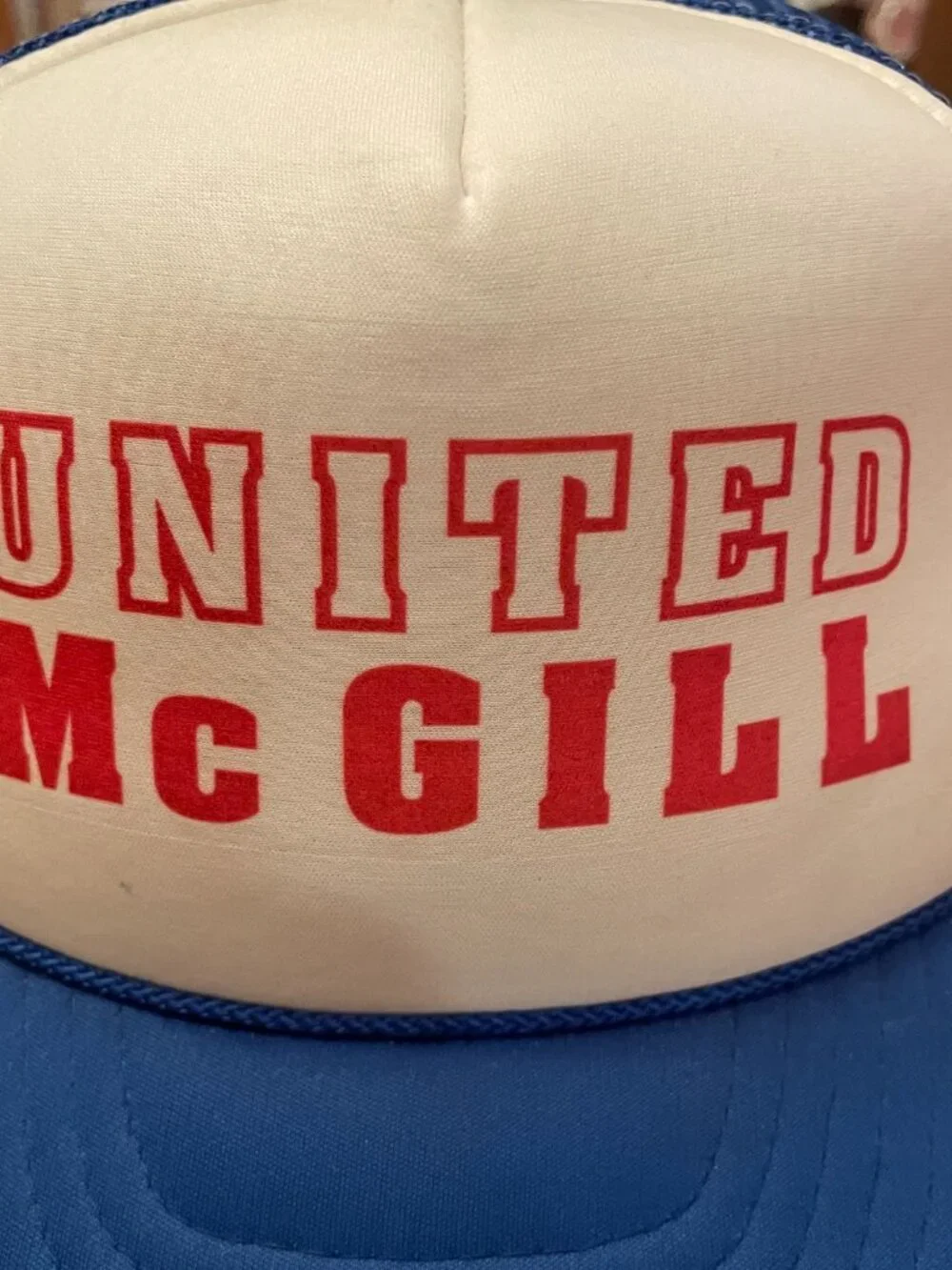 United McGill Blue and White Snapback Trucker Hat Cap by Nissin
